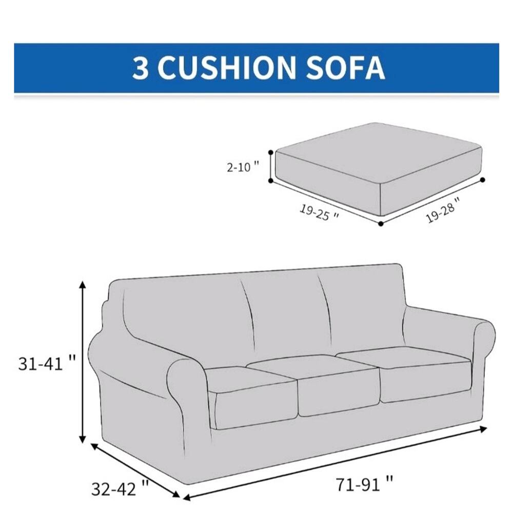 4 Piece Stretch Sofa Covers for 3 Cushion Couch, Sofa 71"-91" - Picture 2 of 2